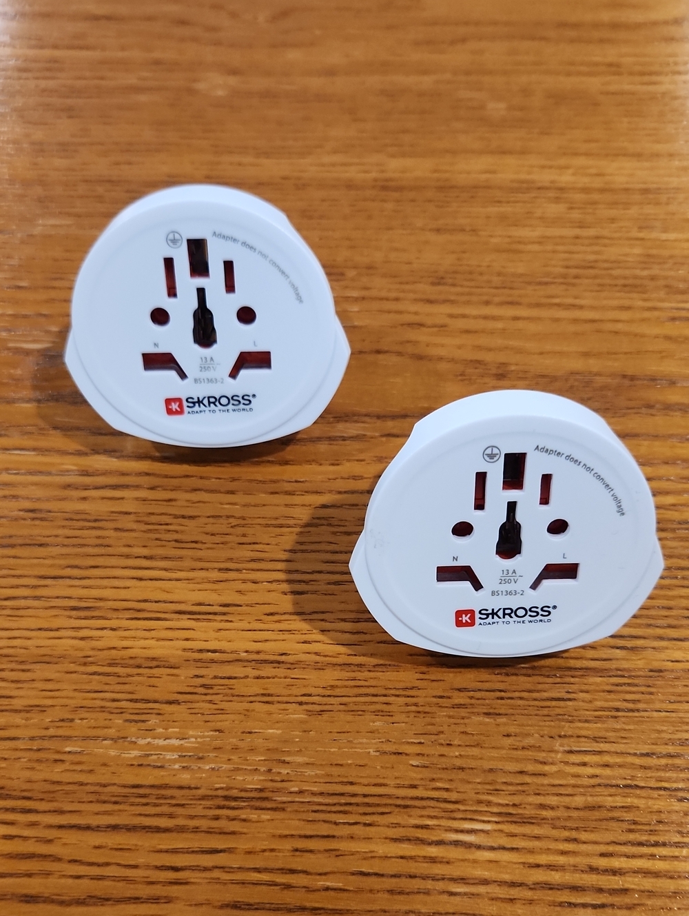 White Universal Travel Adapter (USA to Europe) - Dual Pack